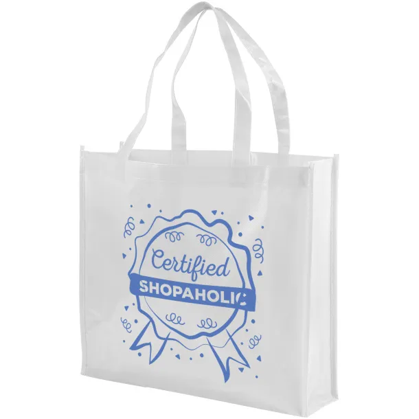 Shiny laminated non-woven shopping tote bag - Bullet White