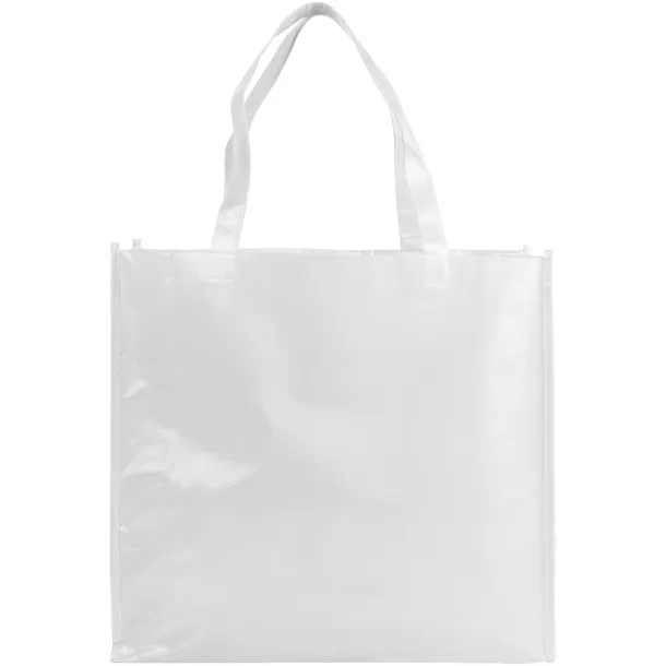 Shiny laminated non-woven shopping tote bag - Bullet White