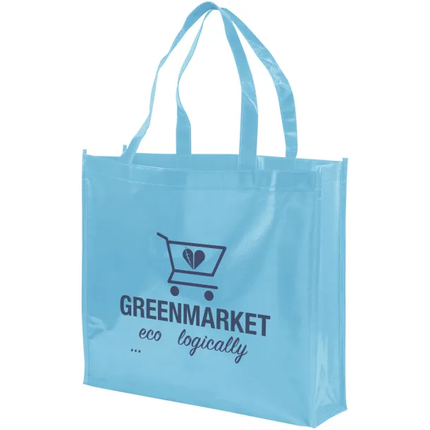 Shiny laminated non-woven shopping tote bag - Bullet Process blue