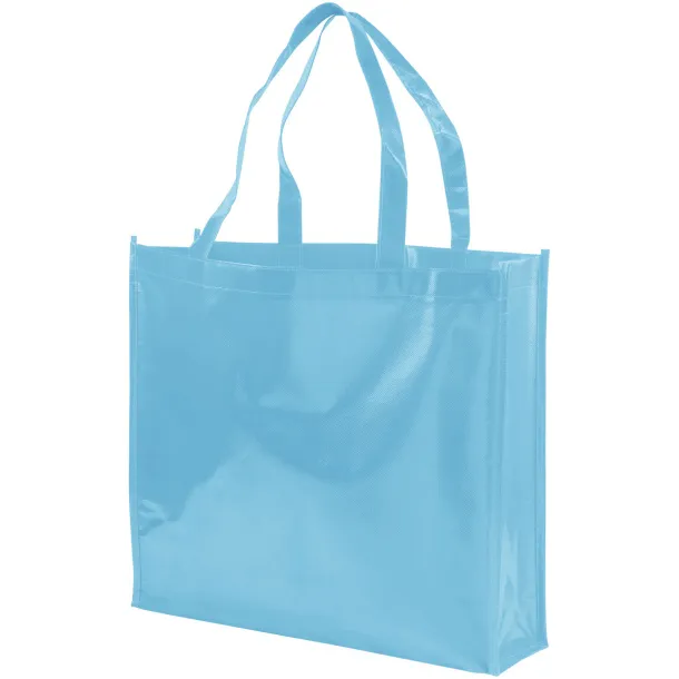 Shiny laminated non-woven shopping tote bag - Bullet Process blue