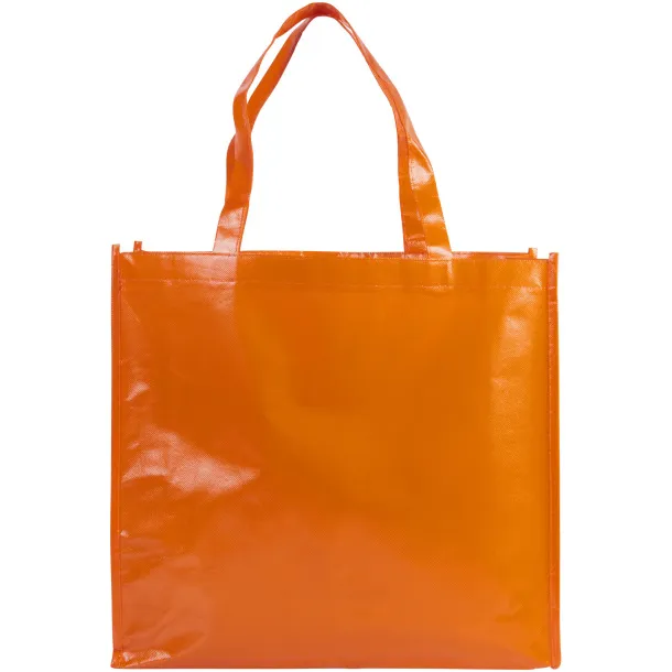 Shiny laminated non-woven shopping tote bag - Bullet Orange