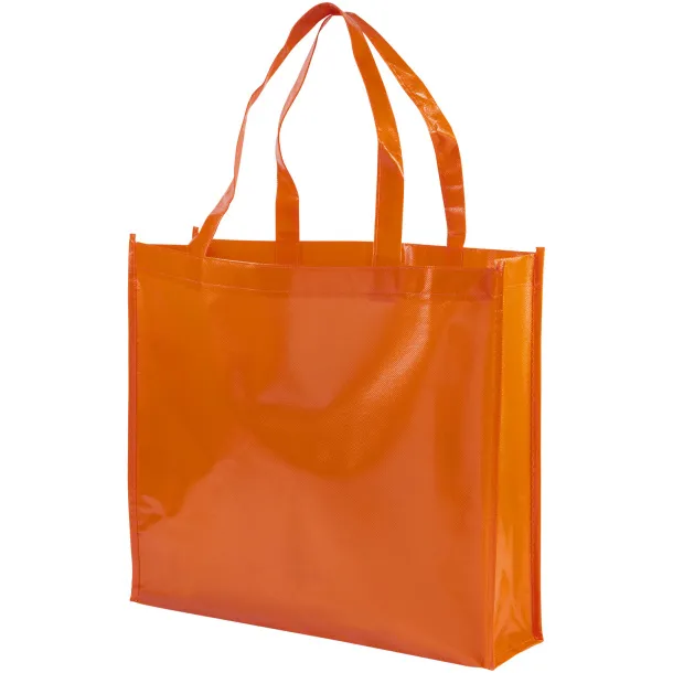 Shiny laminated non-woven shopping tote bag - Bullet Orange