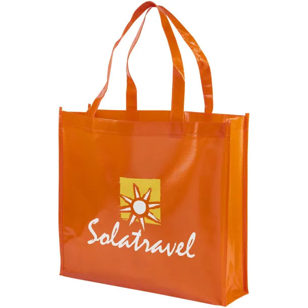 Shiny laminated non-woven shopping tote bag - Bullet Orange