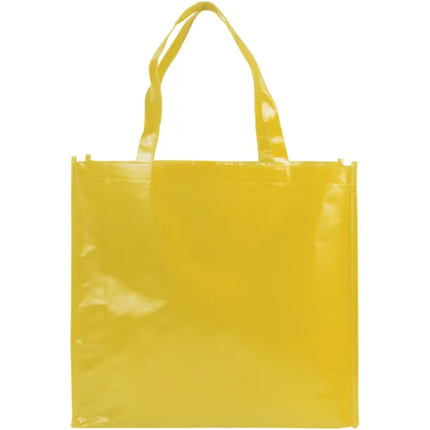 Shiny laminated non-woven shopping tote bag - Bullet Yellow