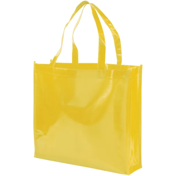 Shiny laminated non-woven shopping tote bag - Bullet Yellow