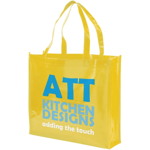 Shiny laminated non-woven shopping tote bag - Bullet Yellow