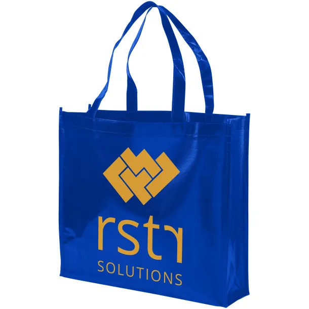 Shiny laminated non-woven shopping tote bag - Bullet Royal blue