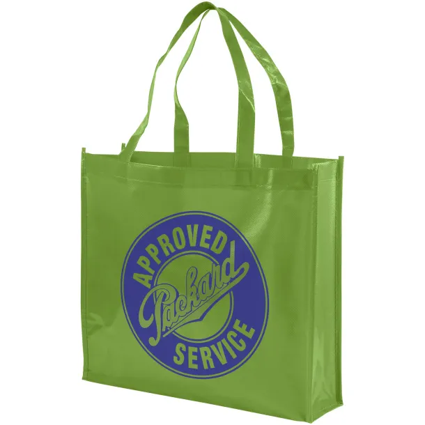 Shiny laminated non-woven shopping tote bag - Bullet Lime