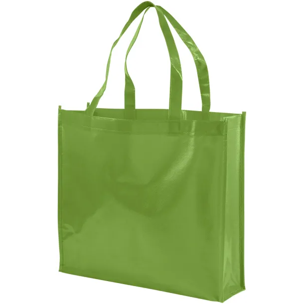 Shiny laminated non-woven shopping tote bag - Bullet Lime