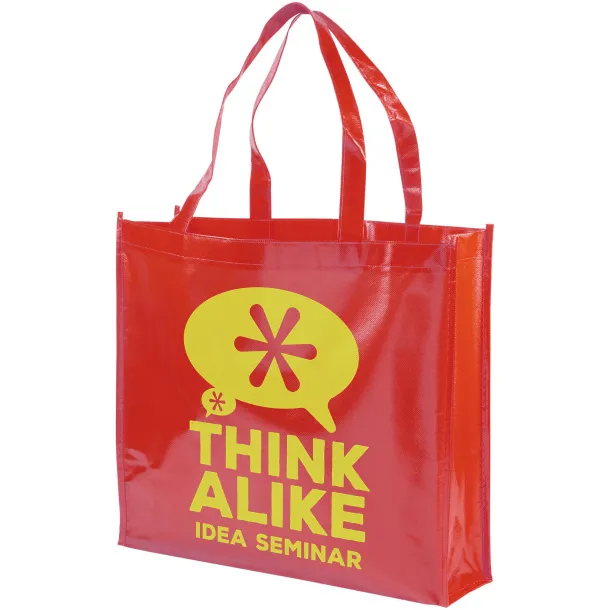 Shiny laminated non-woven shopping tote bag - Bullet Red