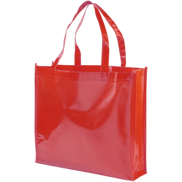 Shiny laminated non-woven shopping tote bag - Bullet Red