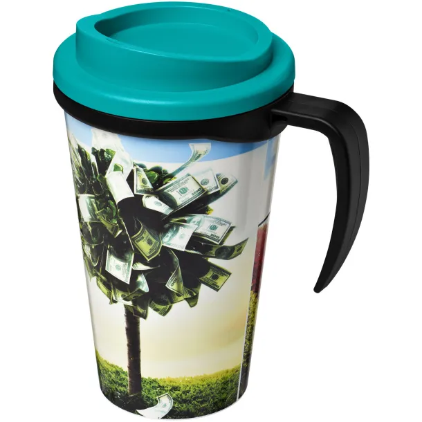 Brite-Americano® grande 350 ml insulated mug Solid black Aqua blue