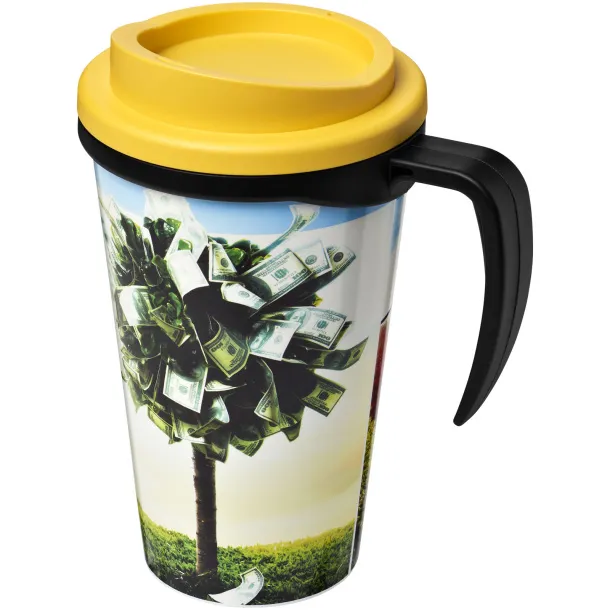 Brite-Americano® grande 350 ml insulated mug Solid black Yellow