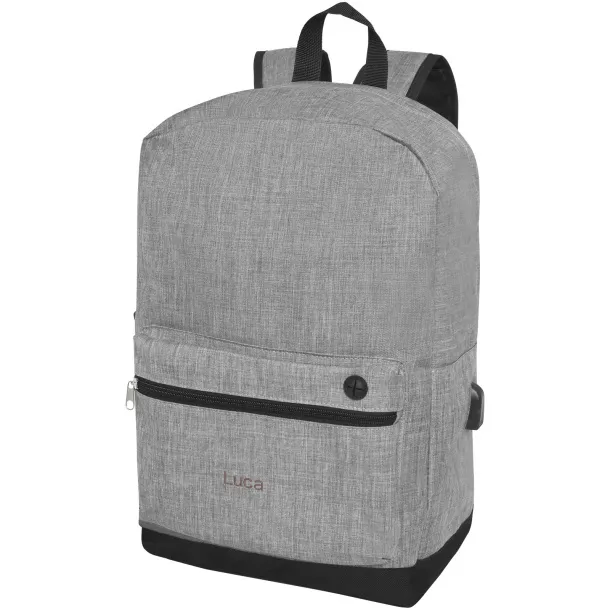 Hoss 15.6" business laptop backpack Heather medium grey