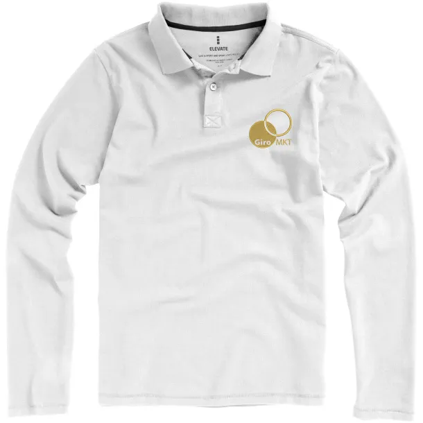 Oakville muška polo majica dugih rukava, 180 g/m2 - Elevate Life Bijela