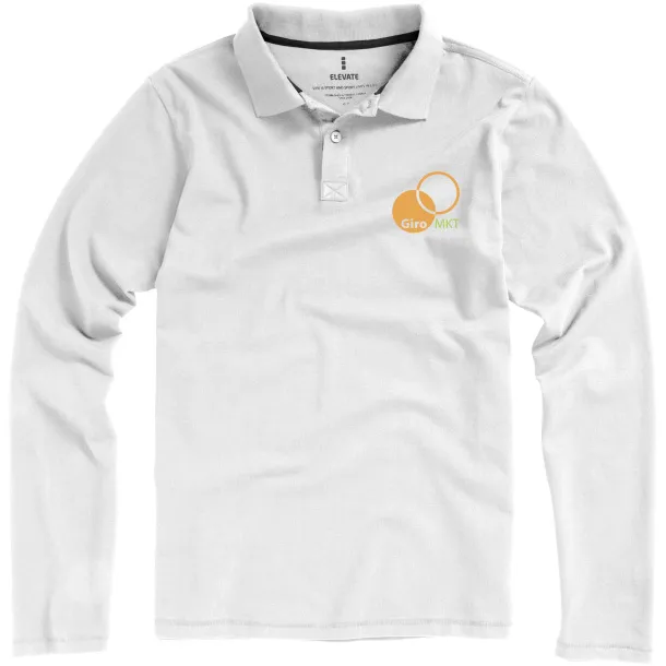 Oakville muška polo majica dugih rukava, 180 g/m2 - Elevate Life Bijela