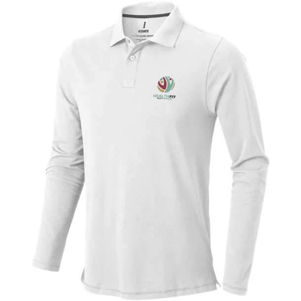 Oakville long sleeve men's polo - Elevate Life White