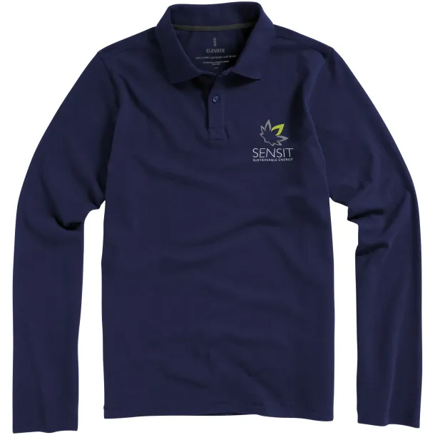 Oakville muška polo majica dugih rukava, 180 g/m2 - Elevate Life Mornarsko plava