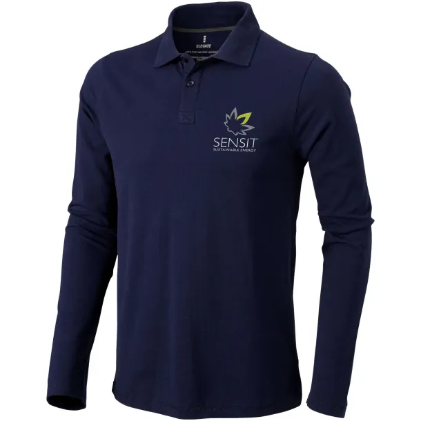 Oakville muška polo majica dugih rukava, 180 g/m2 - Elevate Life Mornarsko plava