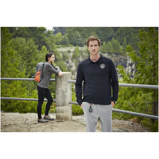 Oakville long sleeve men's polo - Elevate Life Navy Blue