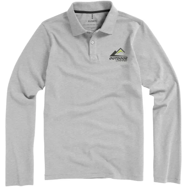 Oakville long sleeve men's polo - Elevate Life Grey Melange