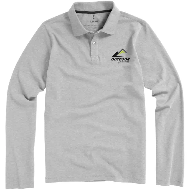 Oakville long sleeve men's polo - Elevate Life Grey Melange