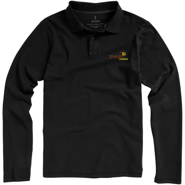 Oakville long sleeve men's polo - Elevate Life Solid black