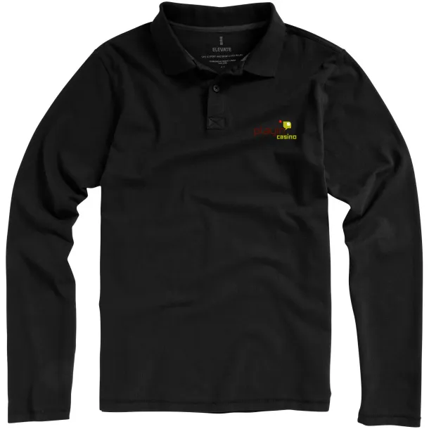 Oakville long sleeve men's polo - Elevate Life Solid black