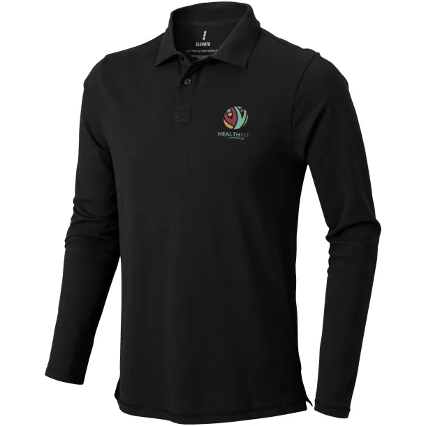 Oakville long sleeve men's polo - Elevate Life Solid black