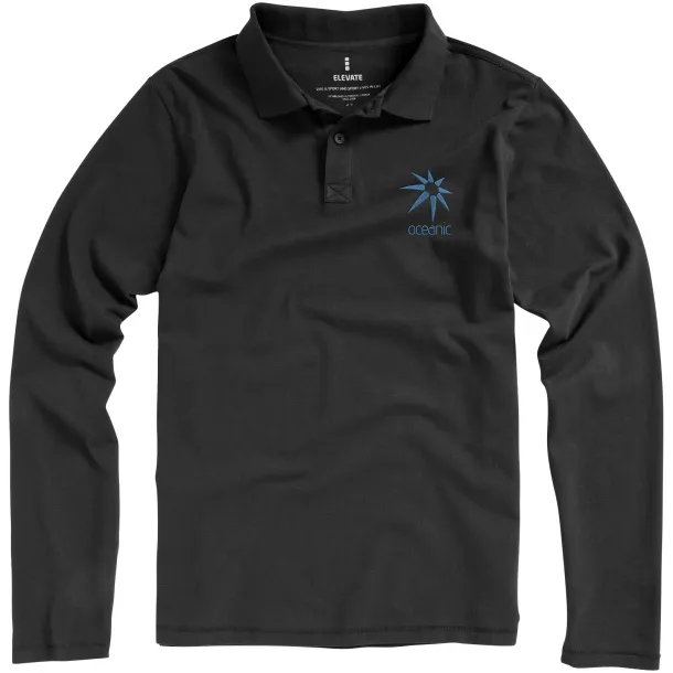 Oakville muška polo majica dugih rukava, 180 g/m2 - Elevate Life Antracit