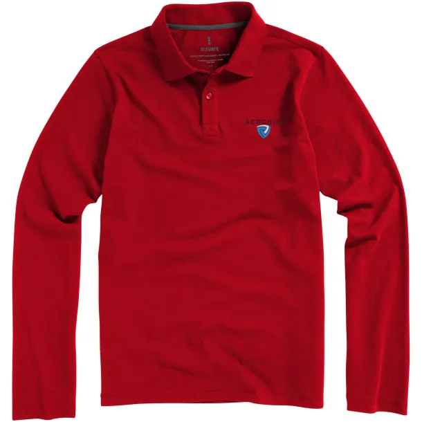 Oakville long sleeve men's polo - Elevate Life Red