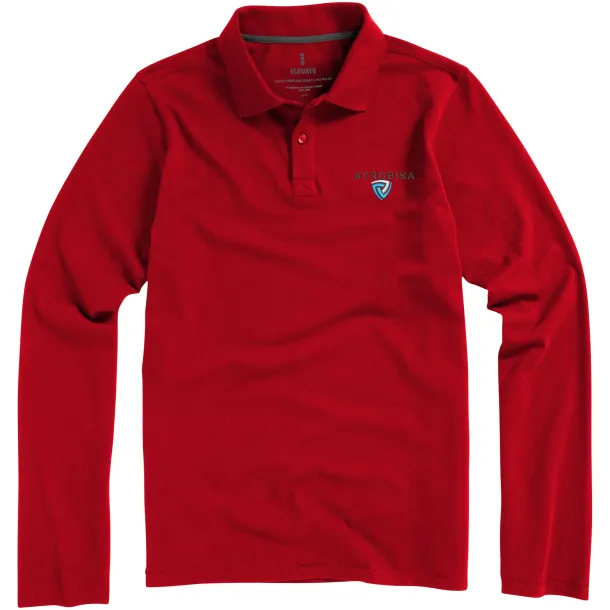 Oakville long sleeve men's polo - Elevate Life Red