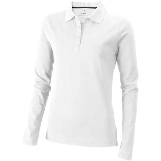 Oakville long sleeve women's polo - Elevate Life White