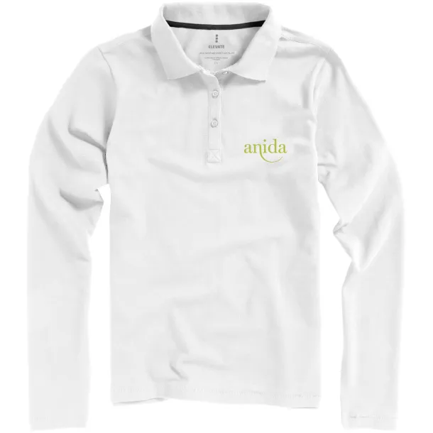 Oakville long sleeve women's polo - Elevate Life White