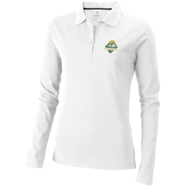 Oakville long sleeve women's polo - Elevate Life White