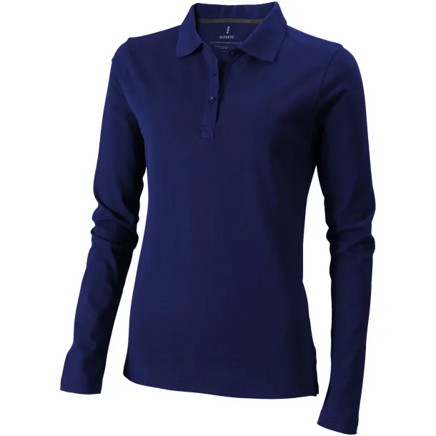 Oakville long sleeve women's polo - Elevate Life Navy Blue