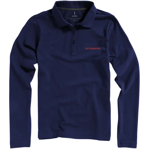 Oakville long sleeve women's polo - Elevate Life Navy Blue