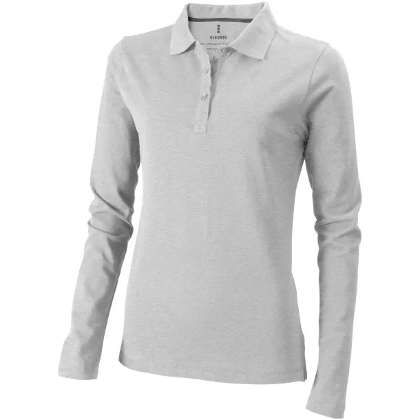 Oakville long sleeve women's polo - Elevate Life Grey Melange