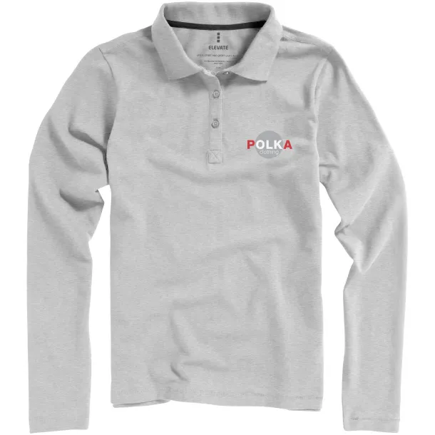 Oakville long sleeve women's polo - Elevate Life Grey Melange