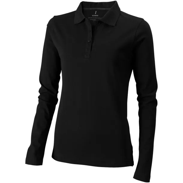 Oakville long sleeve women's polo - Elevate Life Solid black