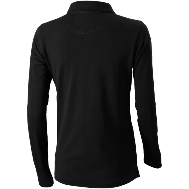 Oakville long sleeve women's polo - Elevate Life Solid black