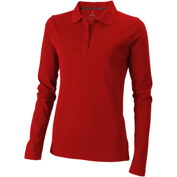 Oakville long sleeve women's polo - Elevate Life Red