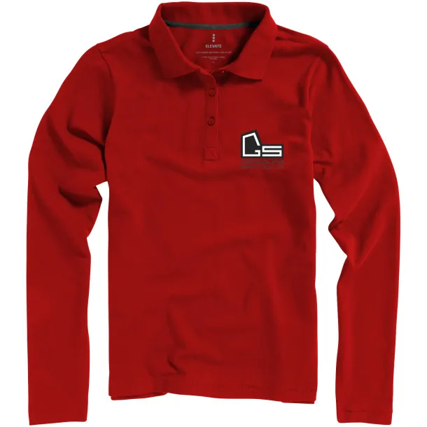 Oakville long sleeve women's polo - Elevate Life Red