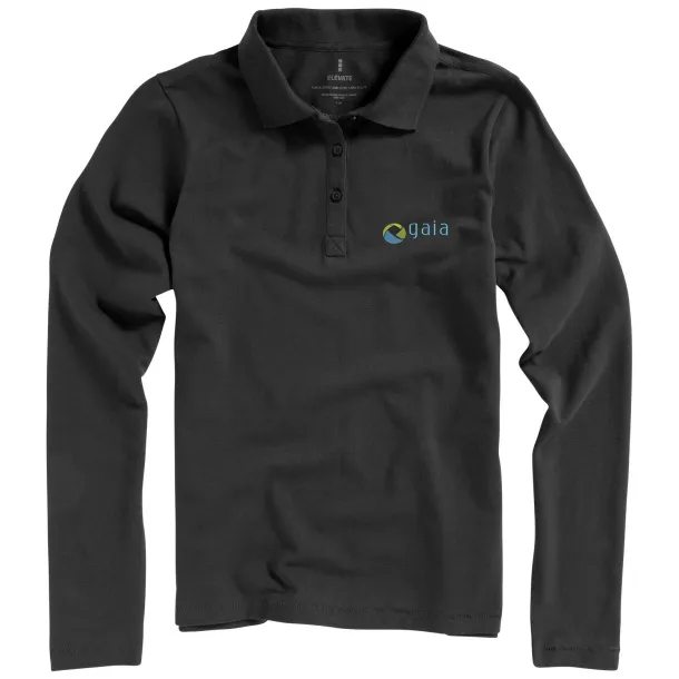 Oakville long sleeve women's polo - Elevate Life Anthracite