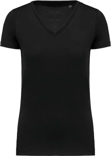  LADIES' SUPIMA® V-NECK SHORT SLEEVE T-SHIRT - Kariban Black