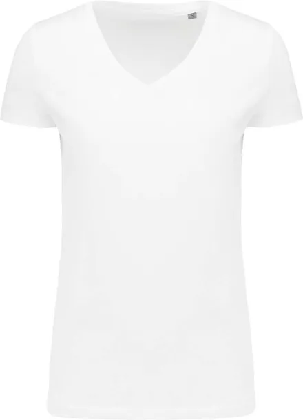  LADIES' SUPIMA® V-NECK SHORT SLEEVE T-SHIRT - Kariban White