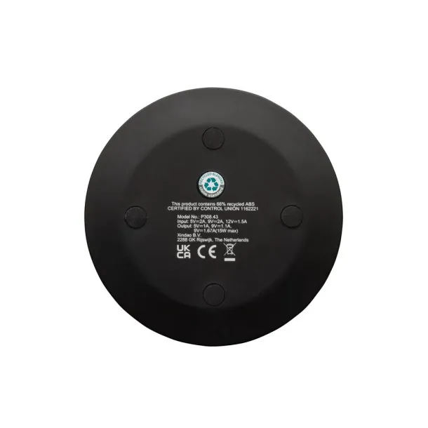  RCS recycled plastic 15W Wireless fast charger - XD Collection Black 