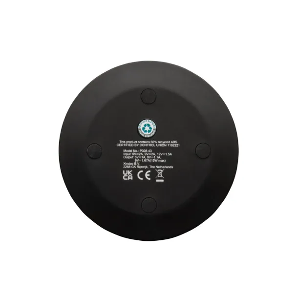  RCS recycled plastic 15W Wireless fast charger - XD Collection Black 