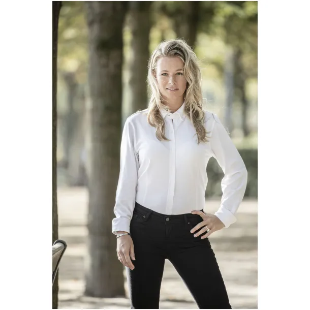 Bigelow long sleeve women's pique shirt - Elevate Life White