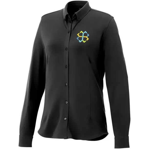 Bigelow long sleeve women's pique shirt - Elevate Life Crna